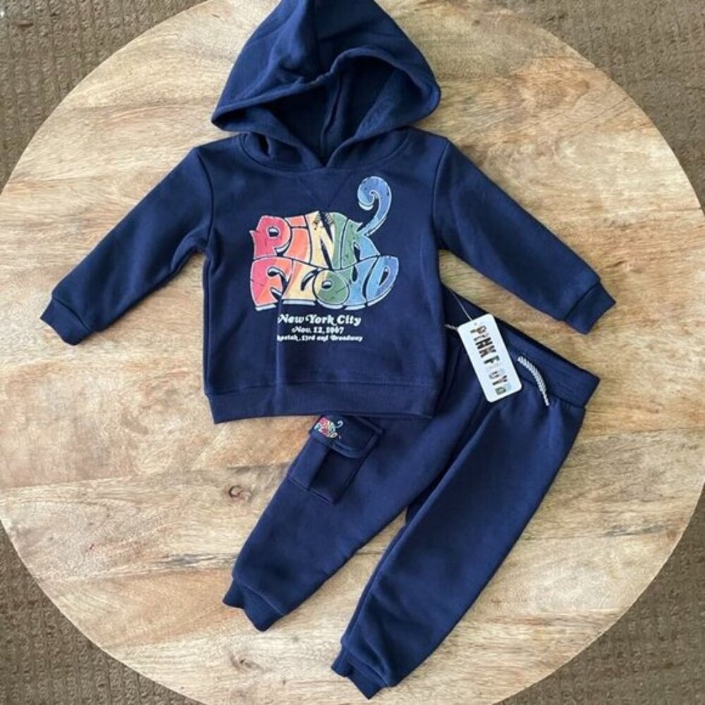 NEW 2Pc 12M Infants Pink Floyd 1967 Hoodie & Jogger Outfit